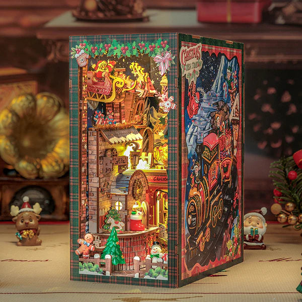 DC02 Christmas Wish Store Booknook Miniature Crafts DIY Book Nook Kit Bookshelf Insert Diorama Scenery Christmas Decoration Gifts
