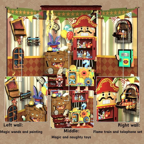 MF04 Amazing Toys Store DIY Book Nook Kit Bookshelf Insert Diorama Scenery Miniature Crafts
