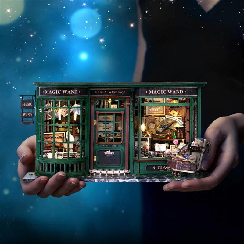 F32 Ollivanders Wand Shop DIY Dollhouse Kit Magic Wand Shop Miniature Dollhouse