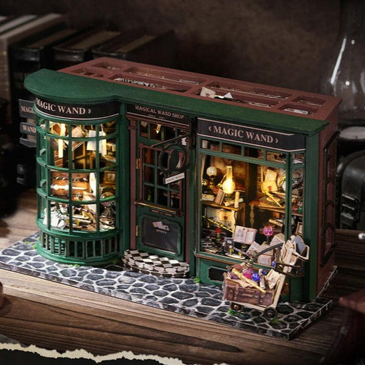 F32 Ollivanders Wand Shop DIY Dollhouse Kit Magic Wand Shop Miniature Dollhouse
