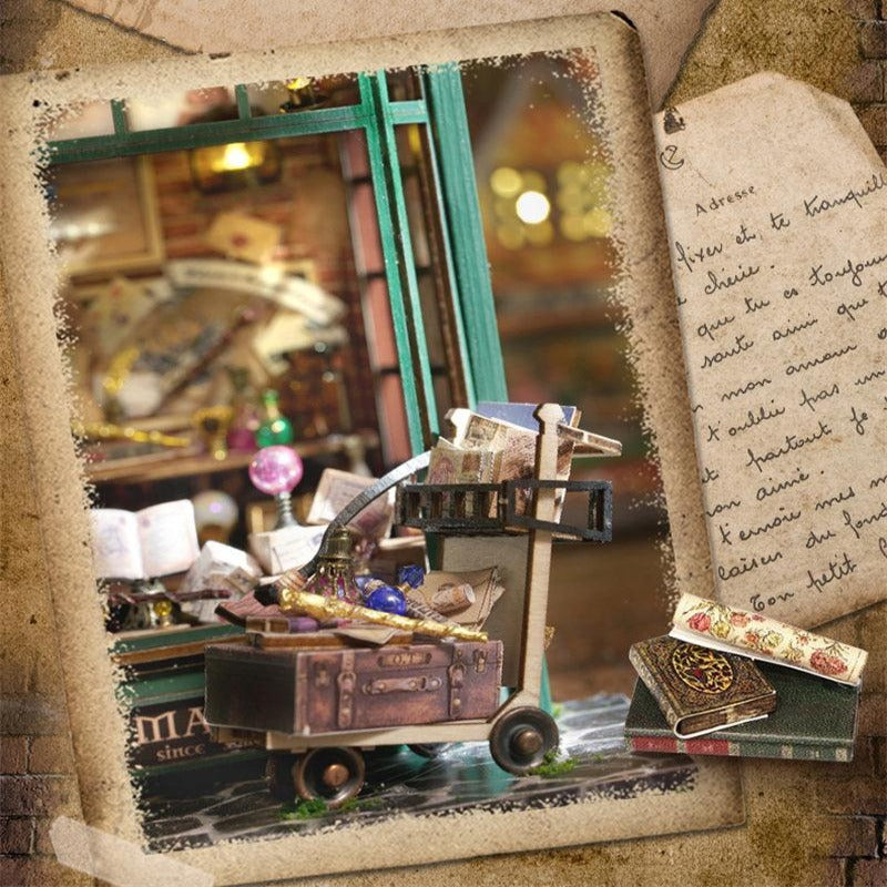 F32 Ollivanders Wand Shop DIY Dollhouse Kit Magic Wand Shop Miniature Dollhouse