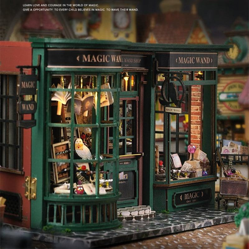 F32 Ollivanders Wand Shop DIY Dollhouse Kit Magic Wand Shop Miniature Dollhouse