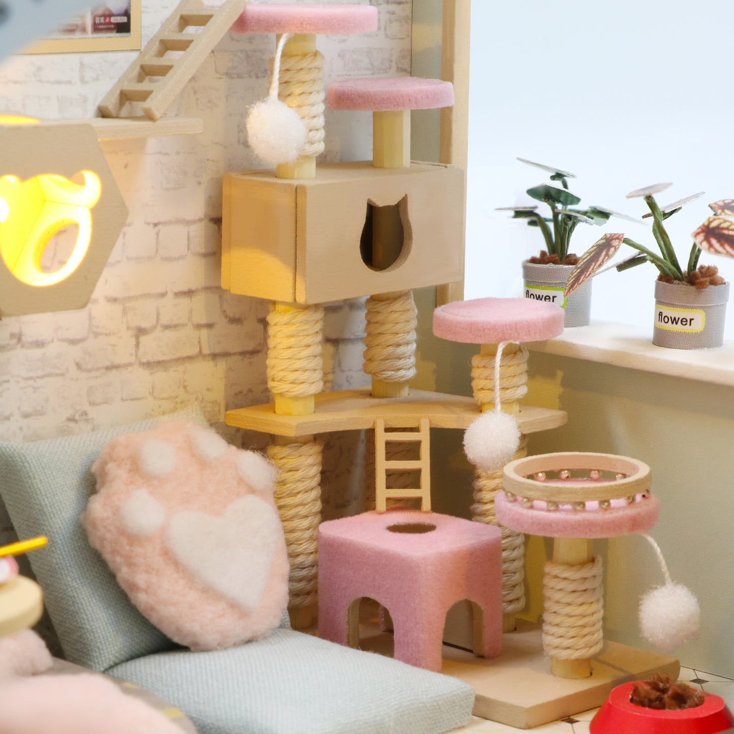 M2111 Cat Garden Cafe DIY Miniature Dollhouse Kit