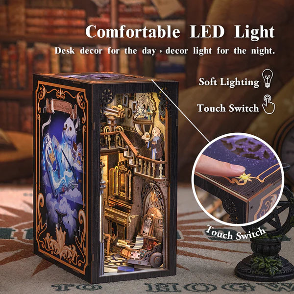 RK02 Nebula Common Room DIY Book Nook Kit Bookshelf Insert Diorama Scenery Miniature Crafts