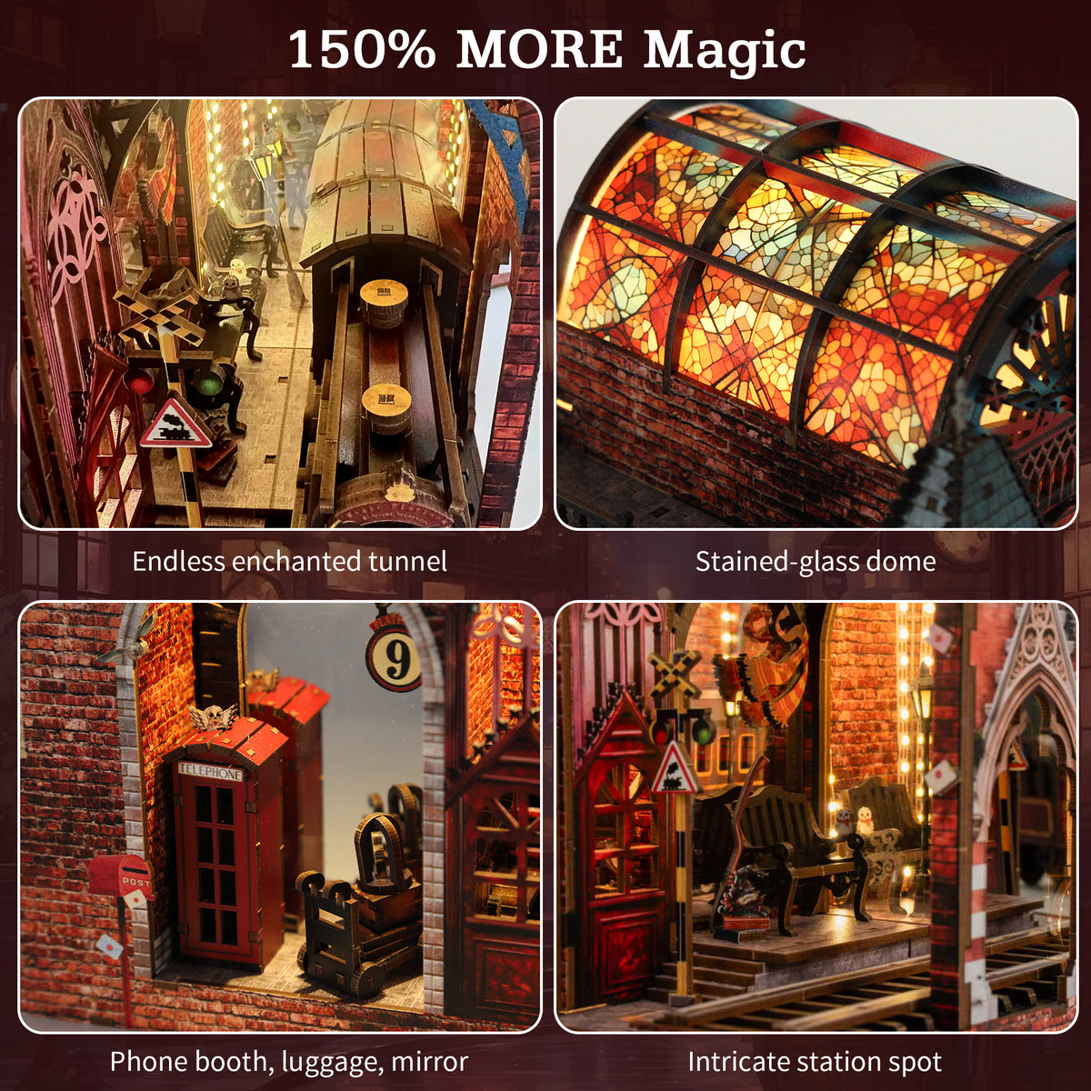 Magic Platform DIY Book Nook Kit Harry Potter Platform 9 3/4 Magic Express Railway Station Diorama Scenery 3D Wooden Puzzles