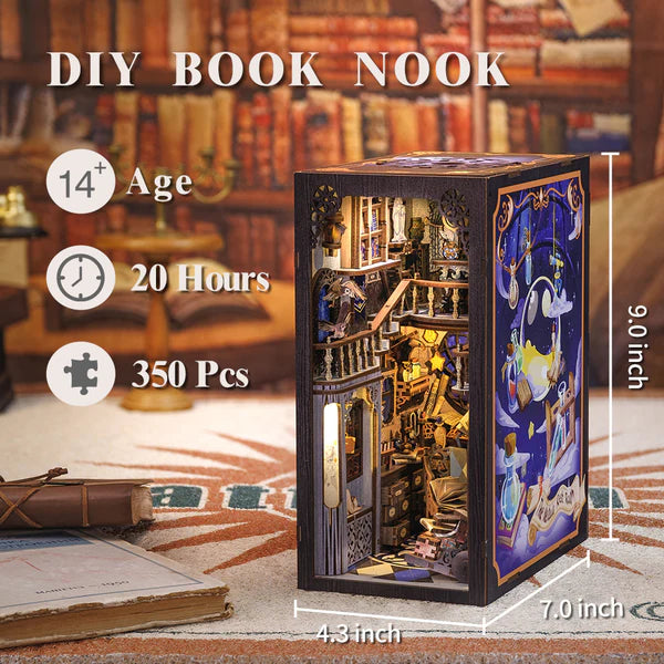 RK02 Nebula Common Room DIY Book Nook Kit Bookshelf Insert Diorama Scenery Miniature Crafts