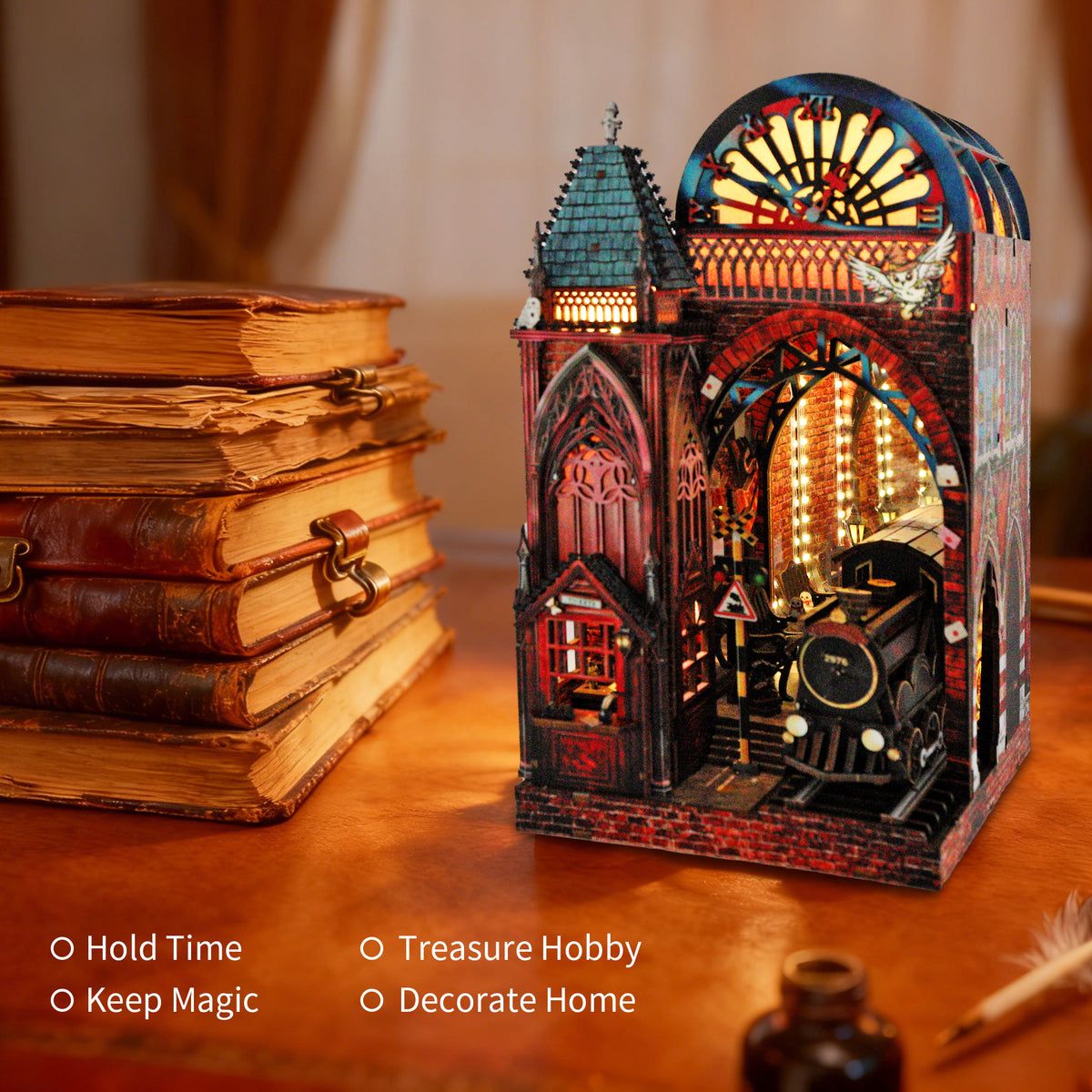 Magic Platform DIY Book Nook Kit Harry Potter Platform 9 3/4 Magic Express Railway Station Diorama Scenery 3D Wooden Puzzles