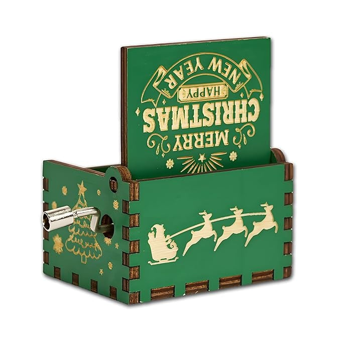 Merry Christmas Music Box Hand Cranked Wooden Music Boxes Best Christmas Gifts Ideas Xmas Gifts