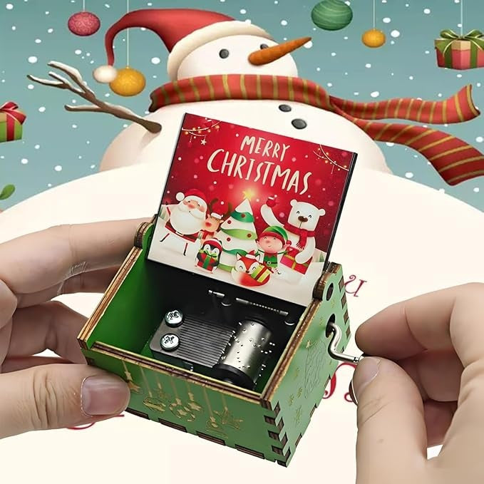 Merry Christmas Music Box Hand Cranked Wooden Music Boxes Best Christmas Gifts Ideas Xmas Gifts