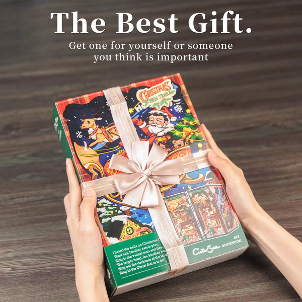 DC02 Christmas Wish Store Booknook Miniature Crafts DIY Book Nook Kit Bookshelf Insert Diorama Scenery Christmas Decoration Gifts