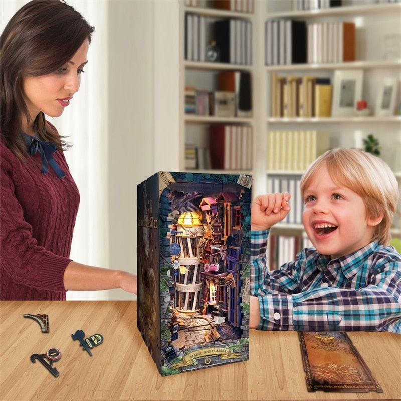 SQ16 Magic Night Alley DIY Book Nook Shelf Insert Diagon Alley Book Nook