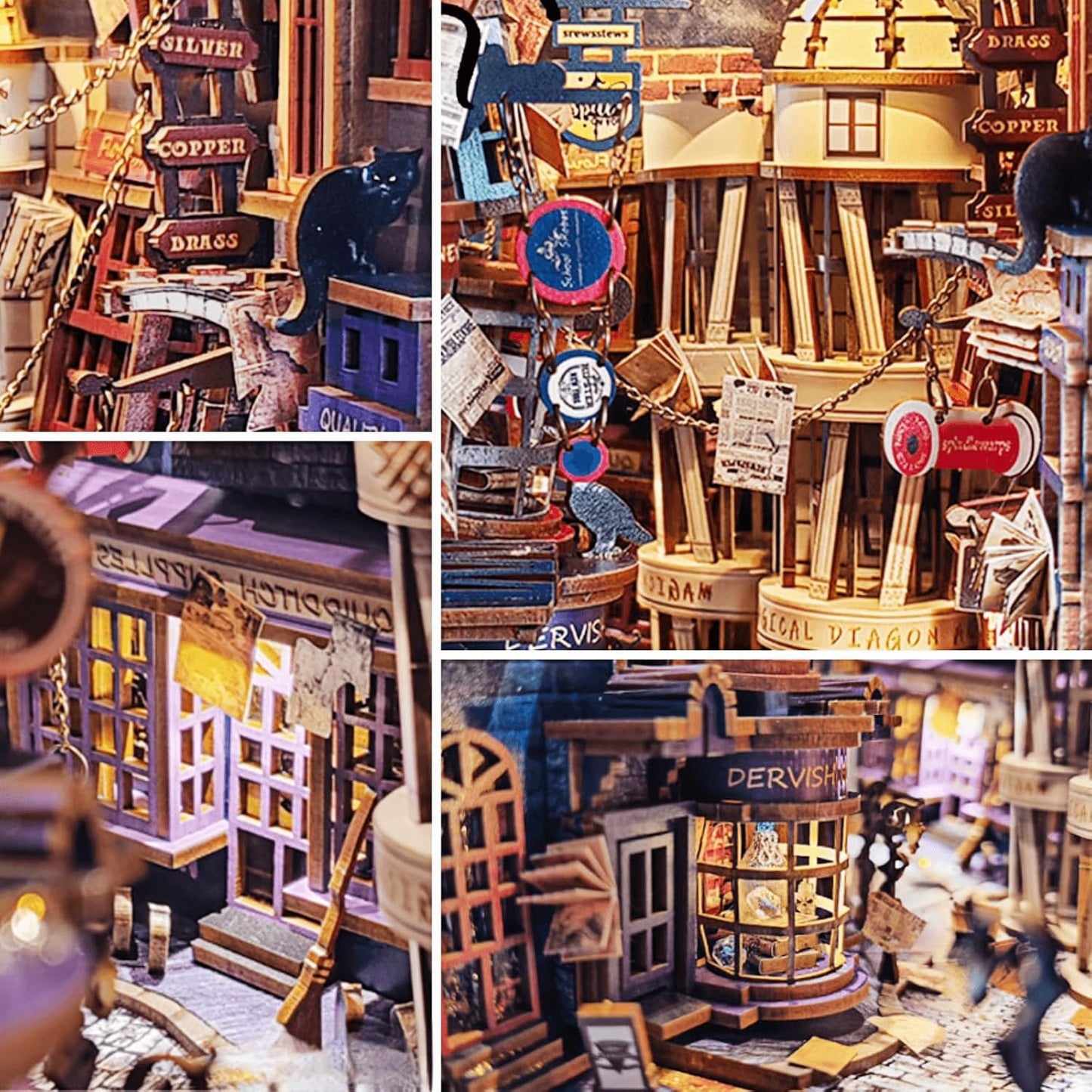 SQ16 Magic Night Alley DIY Book Nook Shelf Insert Diagon Alley Book Nook