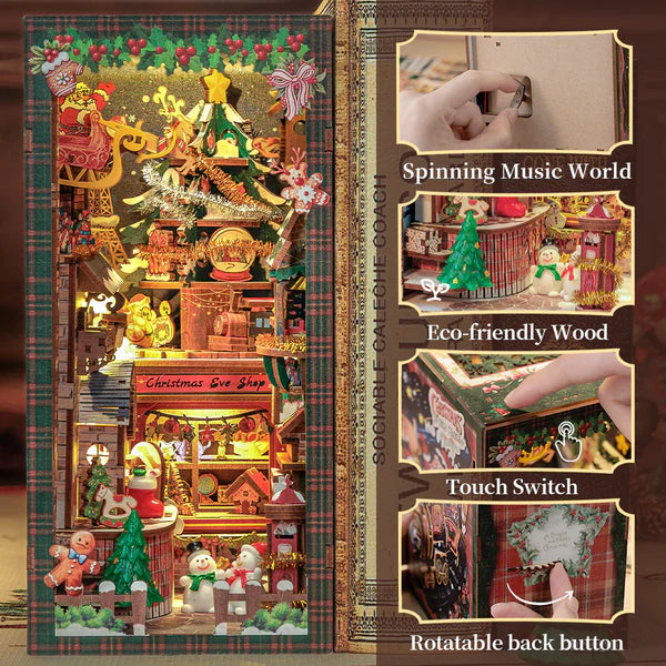 DC02 Christmas Wish Store Booknook Miniature Crafts DIY Book Nook Kit Bookshelf Insert Diorama Scenery Christmas Decoration Gifts