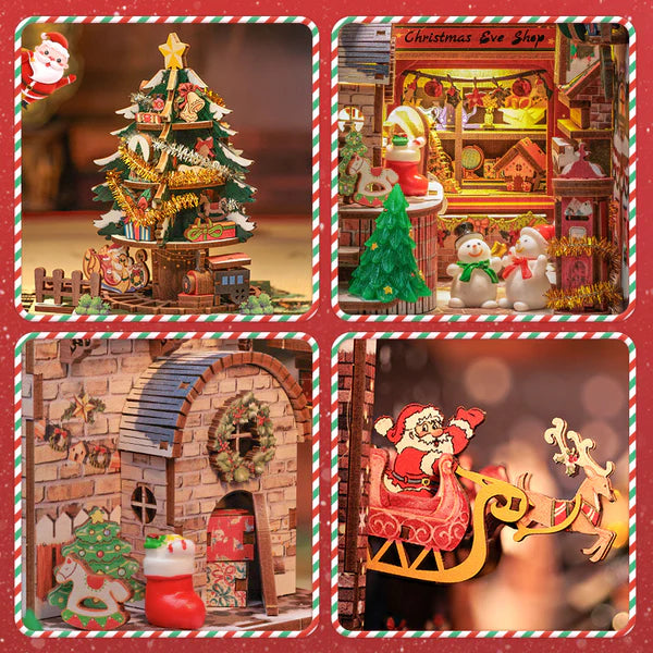 DC02 Christmas Wish Store Booknook Miniature Crafts DIY Book Nook Kit Bookshelf Insert Diorama Scenery Christmas Decoration Gifts