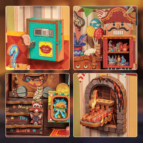 MF04 Amazing Toys Store DIY Book Nook Kit Bookshelf Insert Diorama Scenery Miniature Crafts