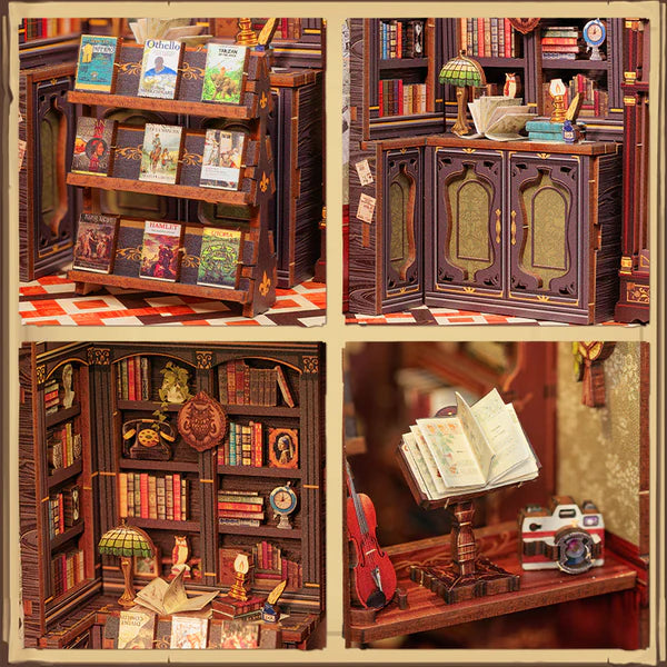 SD02 Owl Bookstore DIY Book Nook Kit Bookshelf Insert Diorama Scenery Miniature Crafts