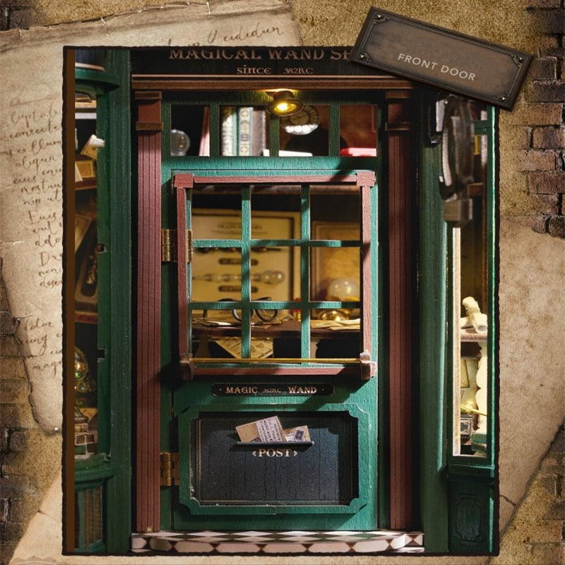 F32 Ollivanders Wand Shop DIY Dollhouse Kit Magic Wand Shop Miniature Dollhouse