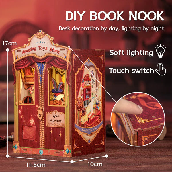MF04 Amazing Toys Store DIY Book Nook Kit Bookshelf Insert Diorama Scenery Miniature Crafts