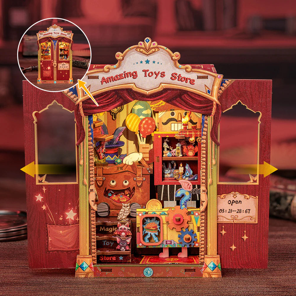 MF04 Amazing Toys Store DIY Book Nook Kit Bookshelf Insert Diorama Scenery Miniature Crafts