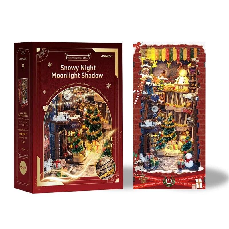 SQ17 Christmas Alley Book Nook DIY Book Nook Kits Shelf Insert Kit Miniature Building Kits Santa Claus's Room Bookshelf