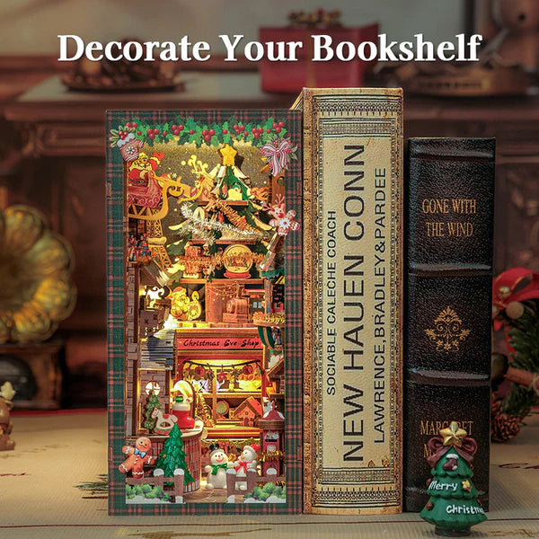 DC02 Christmas Wish Store Booknook Miniature Crafts DIY Book Nook Kit Bookshelf Insert Diorama Scenery Christmas Decoration Gifts