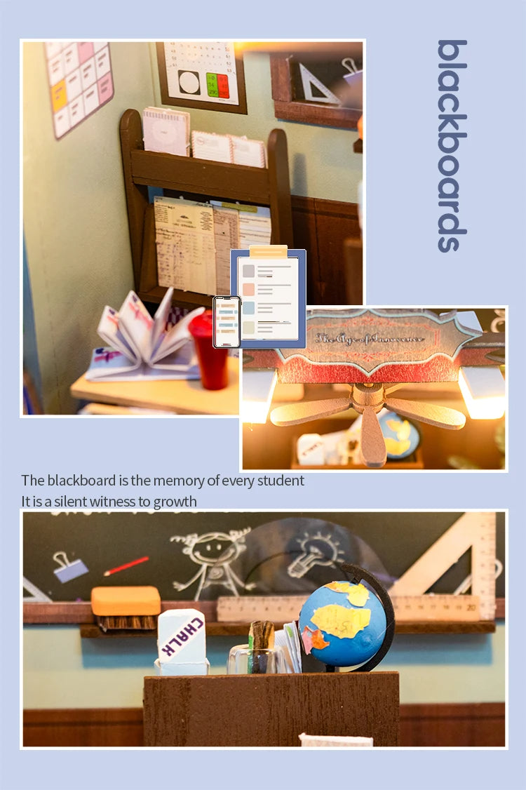 M2321 Classroom Miniature DIY Dollhouse Kit Age of Innocence Miniature School Classroom Scenery Diorama