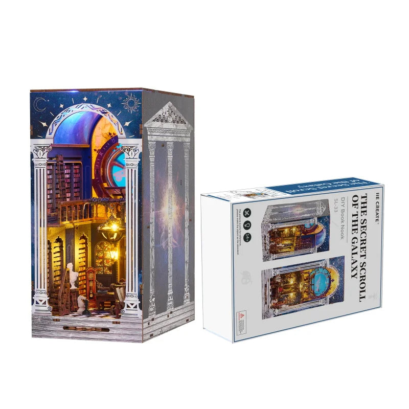 SL33 DIY Book Nook Kit Secret Scroll of Galaxy Bookshelf Insert Astronomy Library Diorama Scenery
