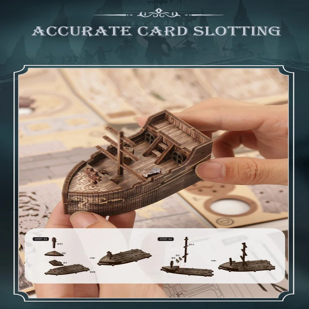 BV02-010 DIY Book Nook Kit Riddle On The Seabed Miniature Bookshelf Insert Marine Ship Diorama Scenery