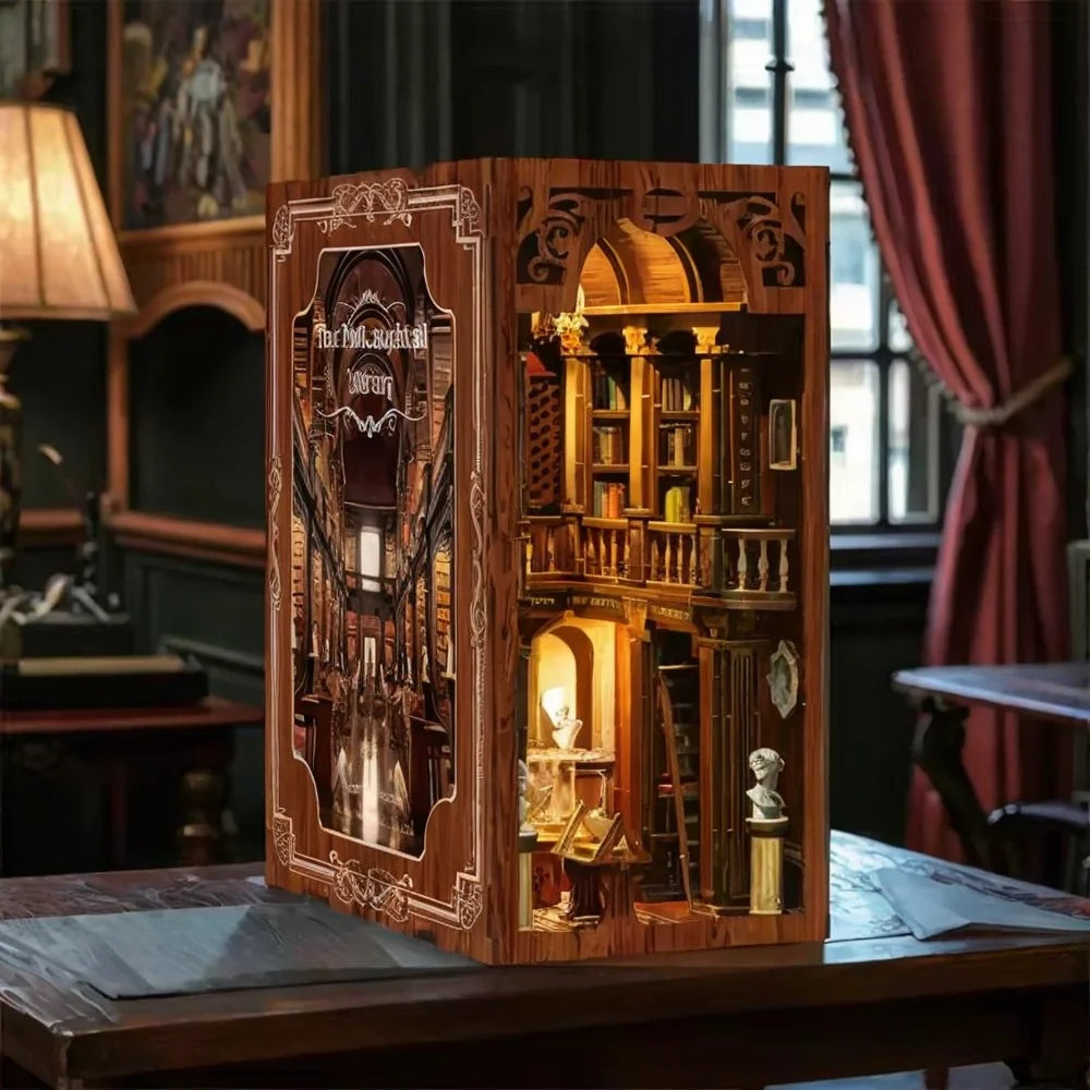 BV02-014 DIY Book Nook Kit The philosophical Library Miniature Bookshelf Insert Diorama Scenery Crafts