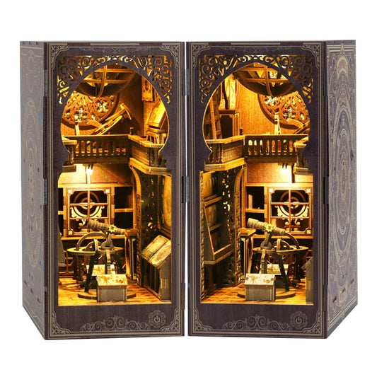 BV02-005 DIY Book Nook Kit Astronomy Museum Miniature Bookshelf Insert Diorama Scenery Crafts