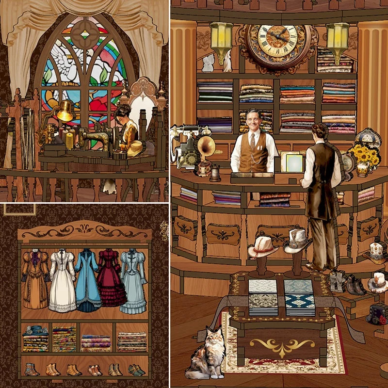 BV02-009 DIY Book Nook Kit Royal Seamer Miniature Bookshelf Insert Diorama Scenery Crafts