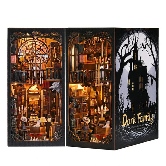 SL04 Dark Family DIY Book Nook Kit Halloween Miniature Decor Wednesday The Addams Family Miniature Bookshelf Insert