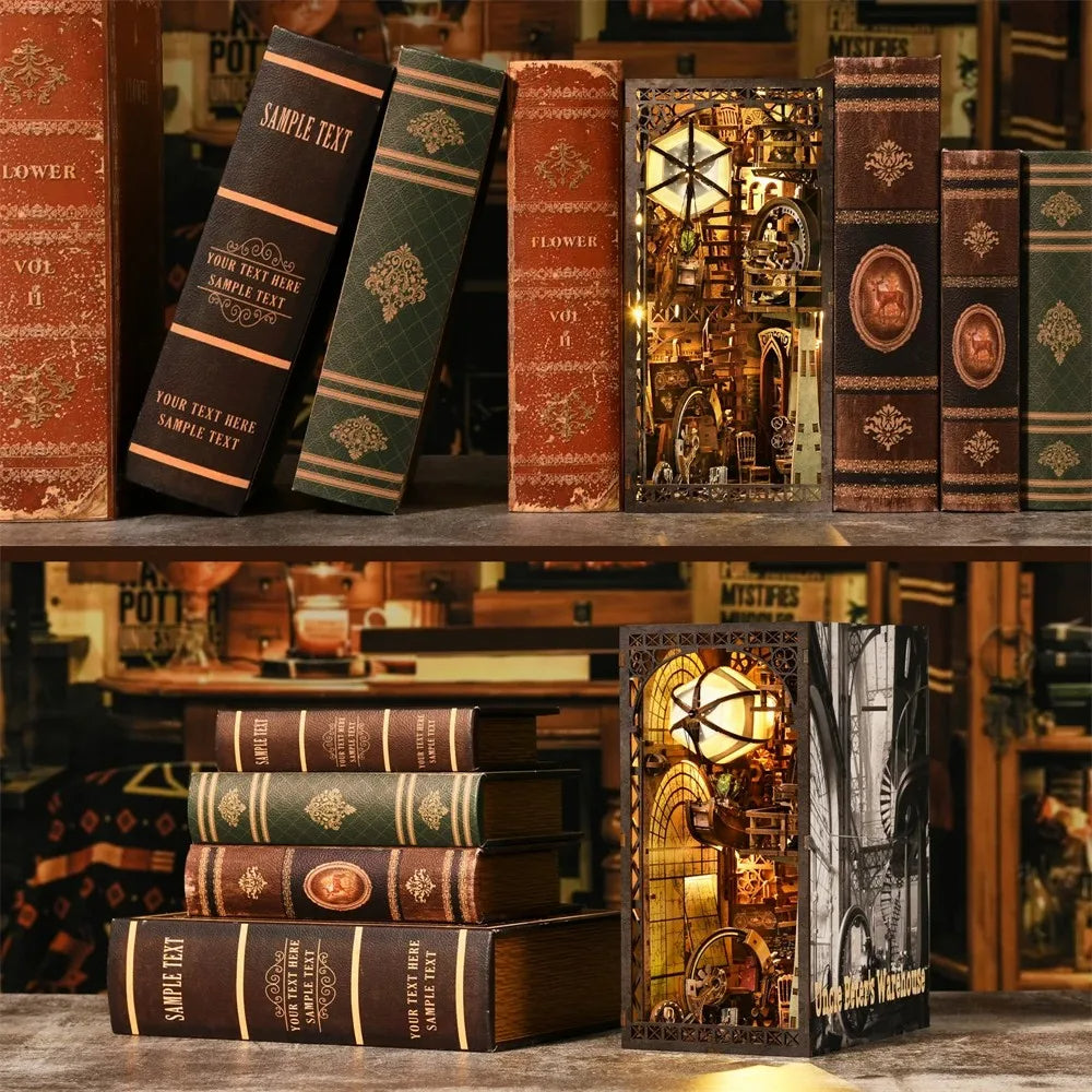 YM05 Uncle Peter Workshop DIY Book Nook Kit Hot Air Balloon Airship Miniature Blimp Mechanical Miniature Bookshelf Decor Kits