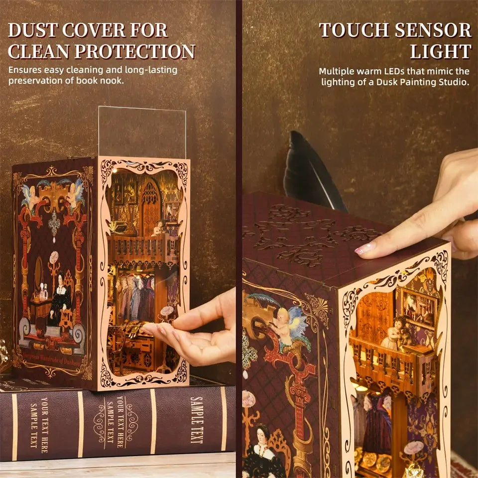 YM01 Wardrobe of Duchess DIY Book Nook Kit Royal Clothing Collection Miniature Bookshelf Insert