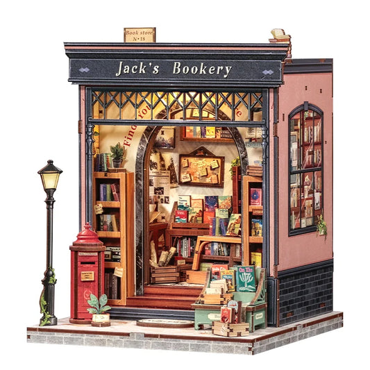 CWGC209 Jack's Bookery DIY Dollhouse Miniature Bookstore Miniature Shop Diorama Scenery
