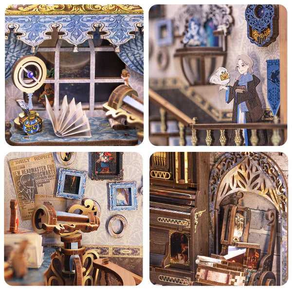 RK02 Nebula Common Room DIY Book Nook Kit Bookshelf Insert Diorama Scenery Miniature Crafts