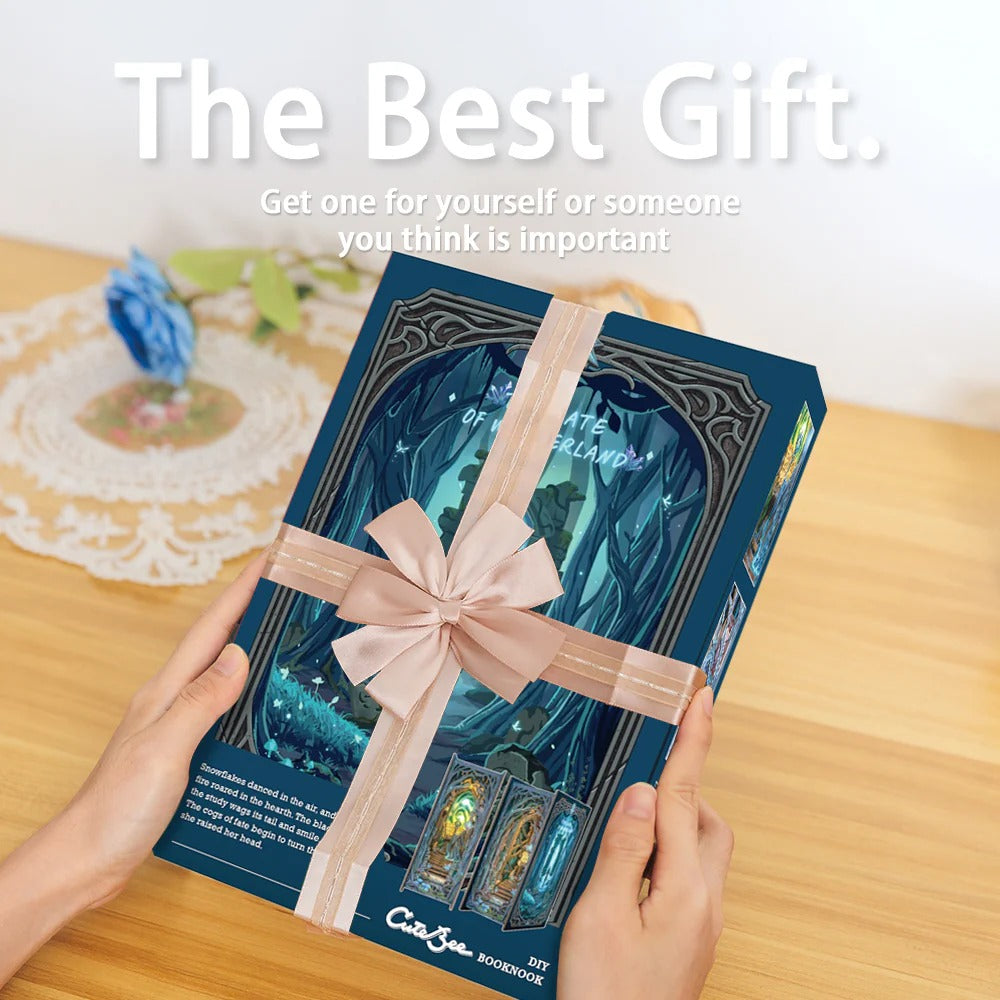 HY02 The Gate of Wonderland DIY Book Nook Kit Magical Gate Of Galaxy Miniature Book Shelf Insert