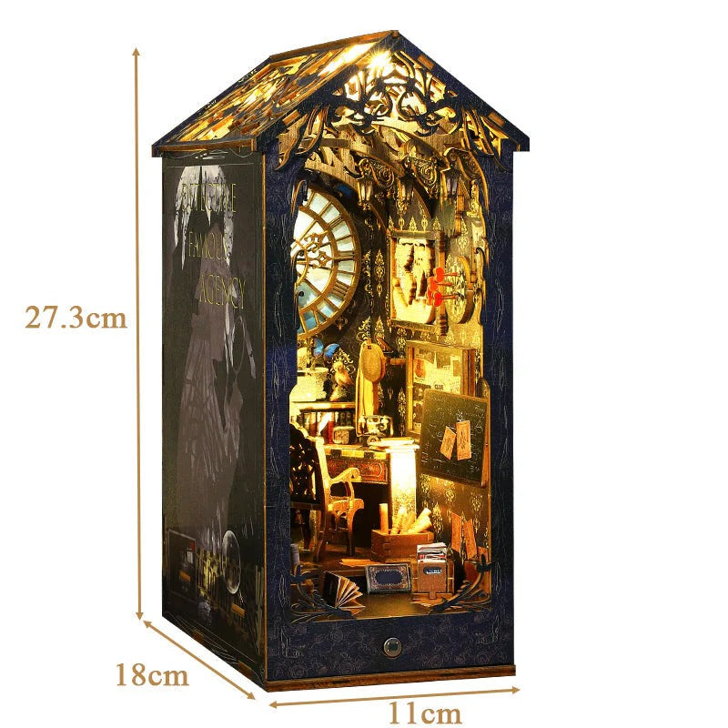 SL07 Detective Famous Agency DIY Book Nook Kit Bookshelf Insert Diorama Scenery Miniature Crafts