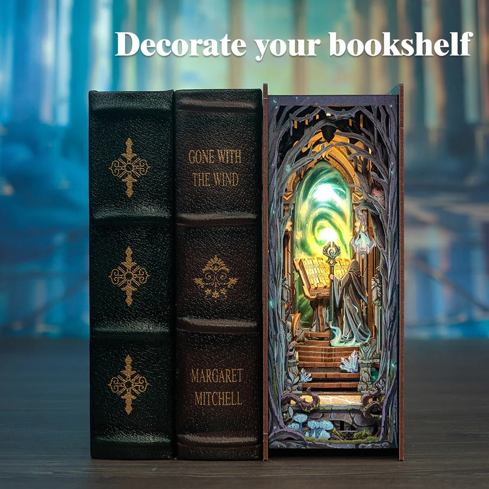 HY02 The Gate of Wonderland DIY Book Nook Kit Magical Gate Of Galaxy Miniature Book Shelf Insert