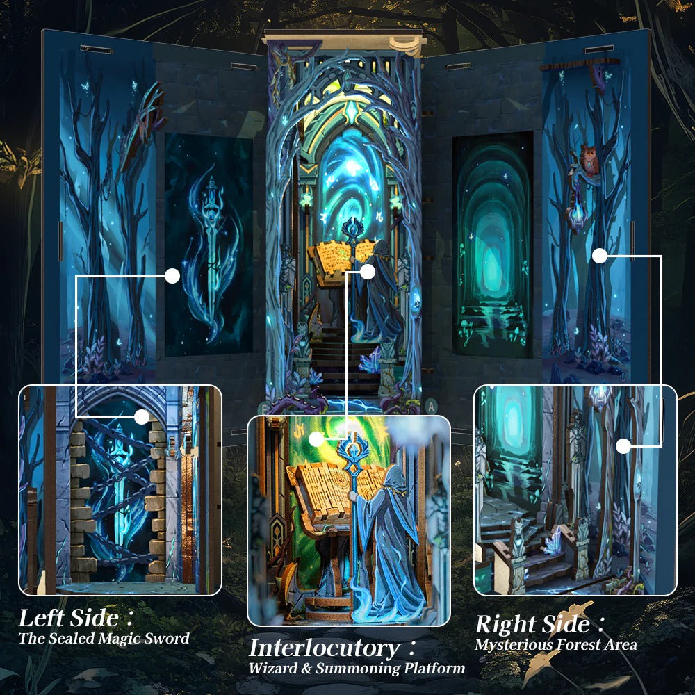 HY02 The Gate of Wonderland DIY Book Nook Kit Magical Gate Of Galaxy Miniature Book Shelf Insert
