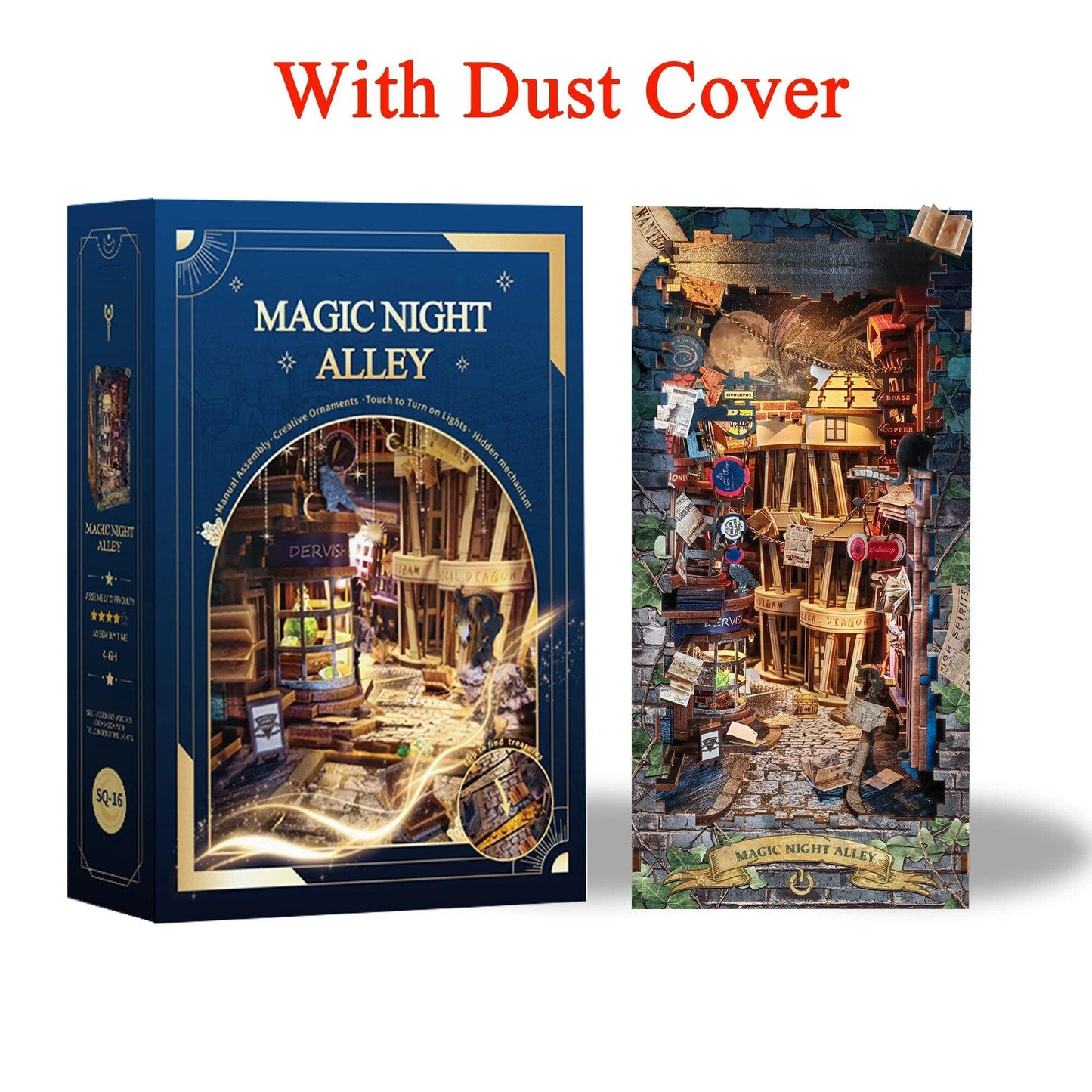 SQ16 Magic Night Alley DIY Book Nook Shelf Insert Diagon Alley Book Nook