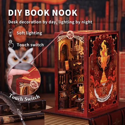 RK01 Flame Common Room DIY Book Nook Kit Bookshelf Insert Diorama Scenery Miniature Crafts