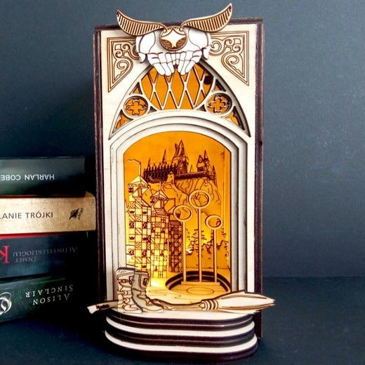 RCB002 Quidditch Cup Book Nook Diagon Alley Series DIY Book Shelf Insert Kits Harry Potter Miniature Crafts