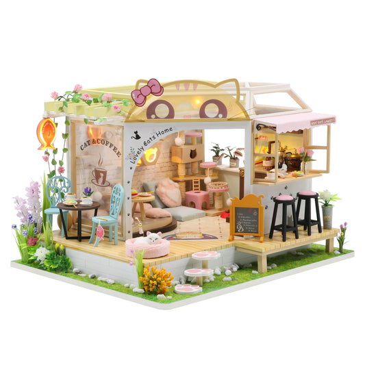 M2111 Cat Garden Cafe DIY Miniature Dollhouse Kit