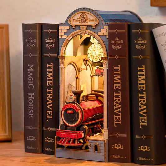 TGB04 Time Travel DIY Book Nook Shelf Insert Railway Platform Book Nook