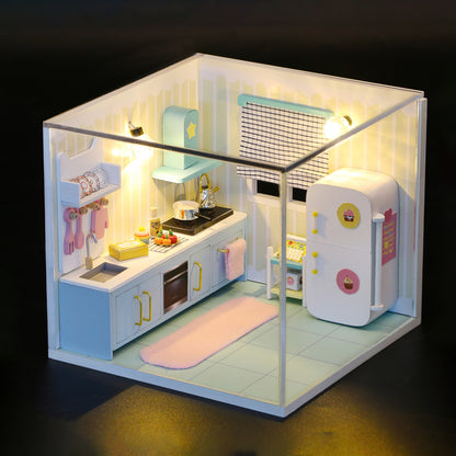 S2007 Happy Kitchen DIY Miniature Dollhouse Kit