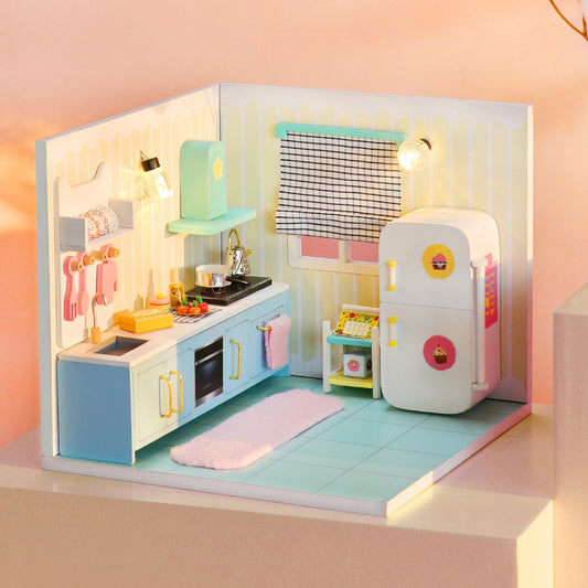 S2007 Happy Kitchen DIY Miniature Dollhouse Kit