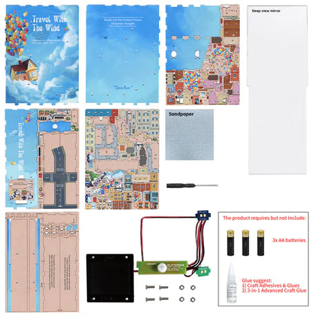 TQ126 Travel With The Wind DIY Book Nook Kit Air Balloon City Miniature Diorama Decors