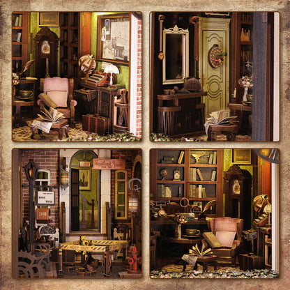 SZ02 Rose Detective Agency DIY Book Nook Kit Bookshelf Insert Diorama Scenery Miniature Crafts