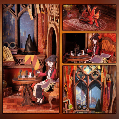 RK01 Flame Common Room DIY Book Nook Kit Bookshelf Insert Diorama Scenery Miniature Crafts